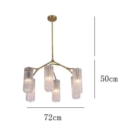 Modern Simple Glass Chandelier Fashion Light Luxury Copper Lamp Personality Bedroom Living Room Dining Villa Lighting(D72 X H50CM,Warm White)