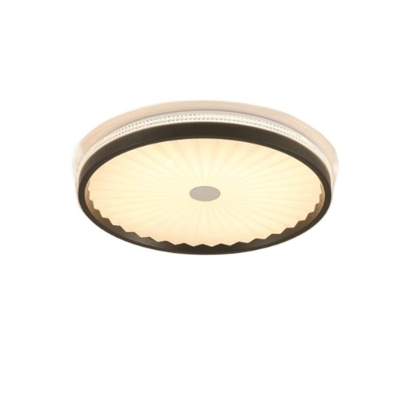 Wrought Iron Round Living Room Acrylic Ceiling Lamps American Retro Bedroom Pleated Light LED Three-Color Dimmable Close to Lights for Study Restaurant Office