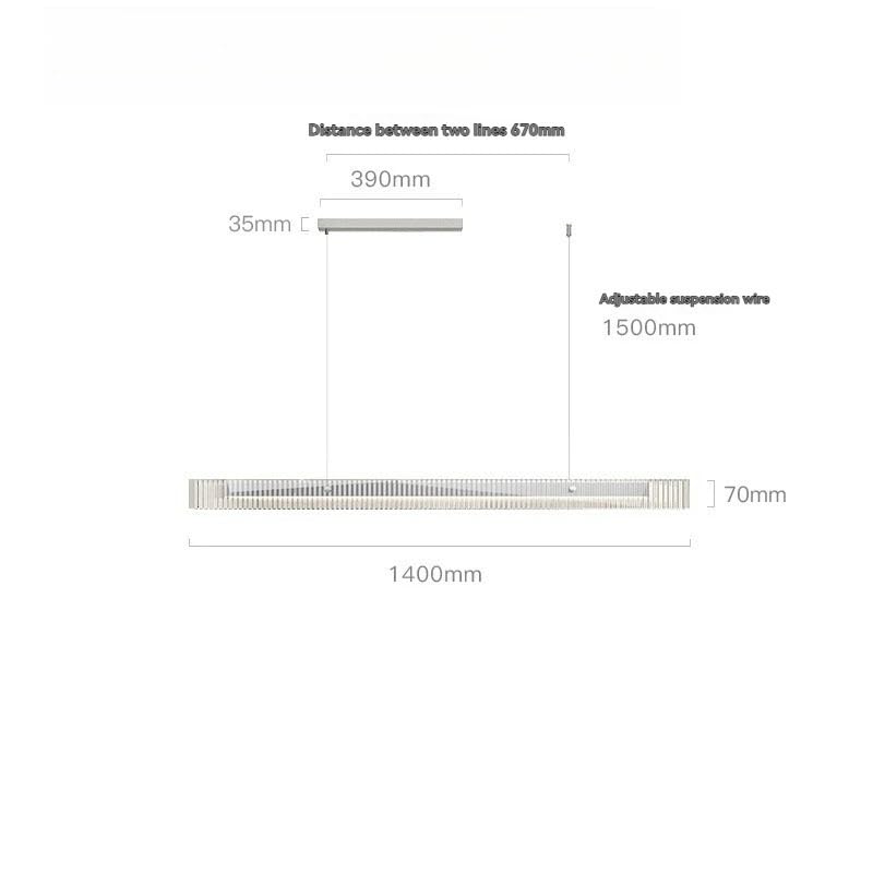 Nordic Luxury Dining Table Pendant Light Kitchen Island Golden Modern Long Glass Decoration Black Linear(Silver 140cm,Cold White)