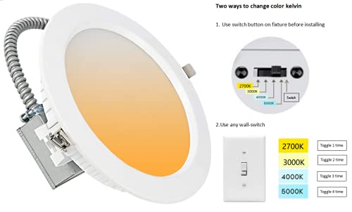 10 Pack LED 8-Inch Commercial-Grade Recessed Lighting Fixture 8 Inch Commercial Downlight 24W 30/40/50K Changeable Dimmable, 100-277V Hardwired Downlight, Indoor Ceiling Light, ETL