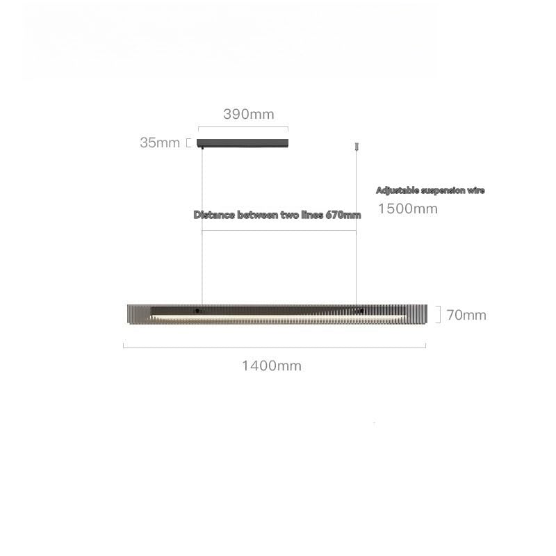 Nordic Luxury Dining Table Pendant Light Kitchen Island Golden Modern Long Glass Decoration Black Linear(Black 140cm,3 Colors)