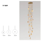 Attic Lobby Lighting Luxury Living Room Staircase Marble Pendant Lamp Home Decor Ceiling Chandelier Nordic LED(21 Light,Neutral Light)