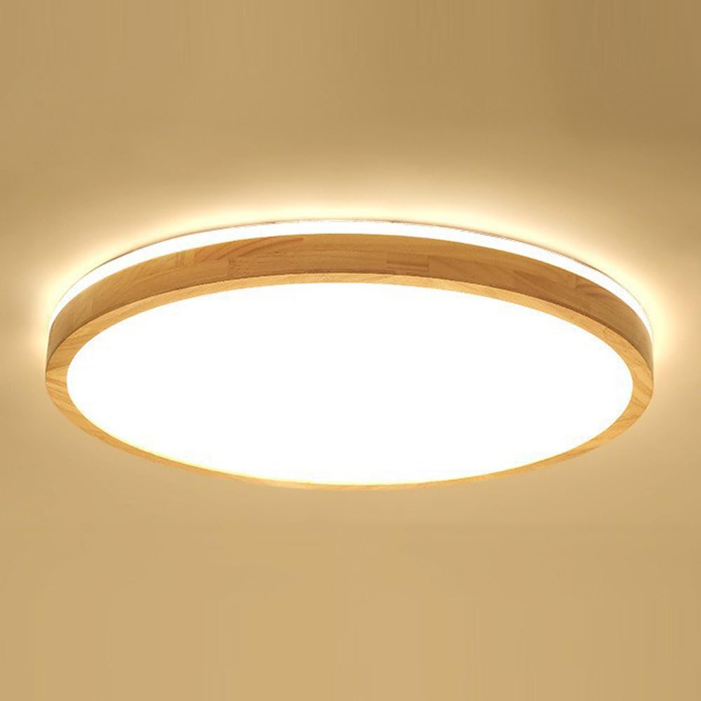 Wooden Ceiling Lamp, Chinese Restaurant Flat Ceiling Lighting, Smart Living Room Bedroom Ceiling Lamps Fixture, LED 3000-6000K Dimmable Energy Saving Ceiling Lights, for Living Room, Office