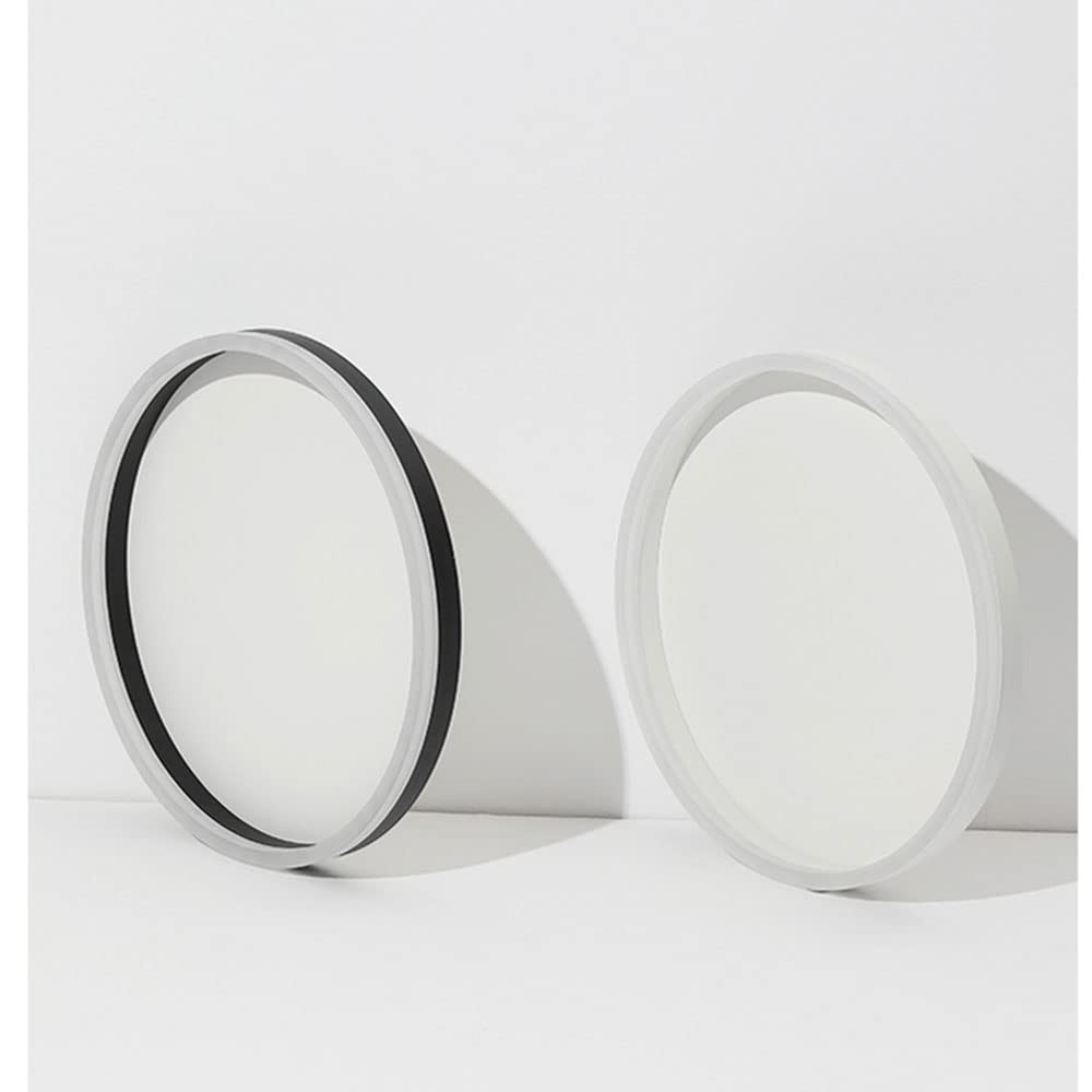 15.7" Dimmable LED Flush Mount Ceiling Light with Remote, Black Metal & Acrylic for Bedroom Living Room(White,15.7in)