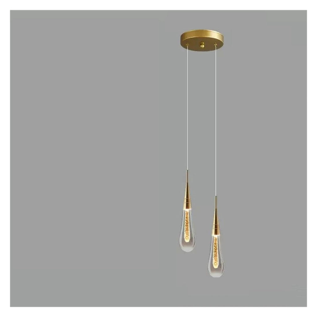 Teardrop Glass Pendant Light Raindrop with Brass Tone Top,Classic