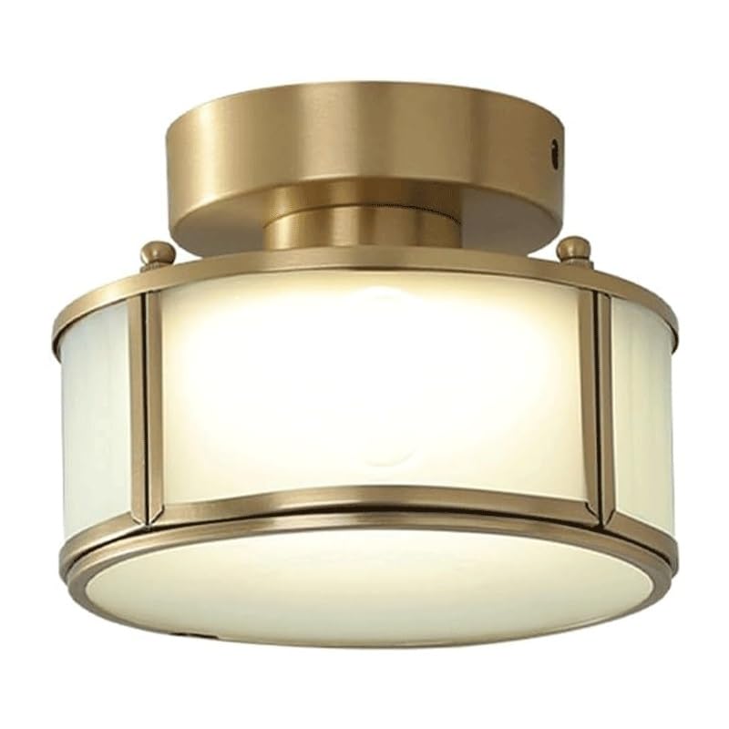 All Copper Glass Semi-recessed Ceiling Light Italian Interior Decoration Simple Lamps LED Three-Color Dimming Close to Lights for Kitchen Island Bedroom Living Room Coffee
