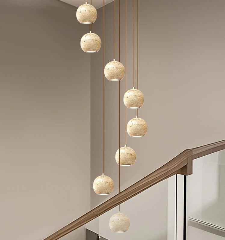Chandelier, LED Nordic Staircase Chandelier Modern Stairs Hanging Lamp Living Room Villa Loft Pendant Lighting(18 Heads,Warm White)
