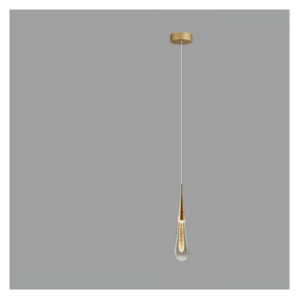 Teardrop Glass Pendant Light Raindrop with Brass Tone Top,Classic