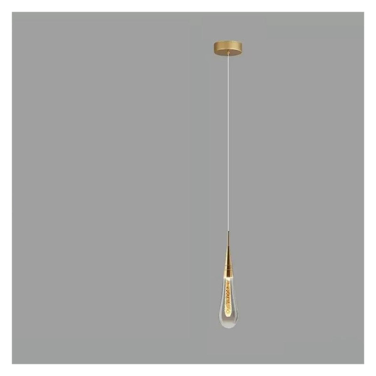 Teardrop Glass Pendant Light Raindrop with Brass Tone Top,Classic