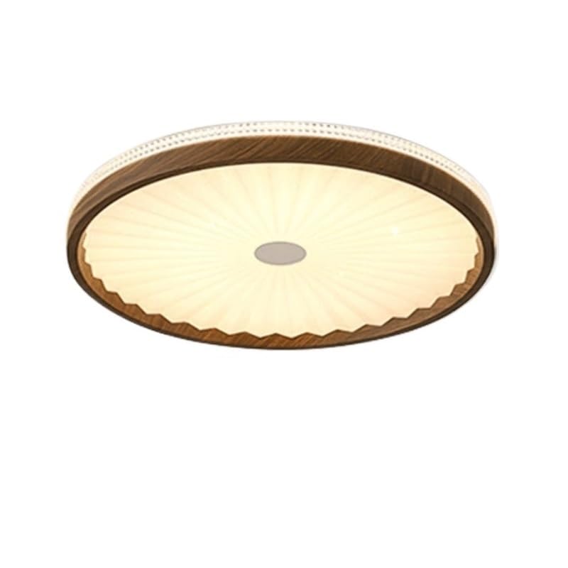 Wrought Iron Round Living Room Acrylic Ceiling Lamps American Retro Bedroom Pleated Light LED Three-Color Dimmable Close to Lights for Study Restaurant Office