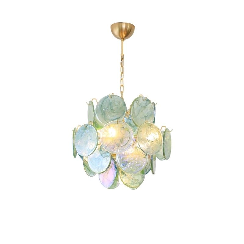 Modern Light Luxury Cloud Glass Chandelier V-intage French Bedroom Dining Room Cloakroom Art Lighting(Red D80cm,Neutral Light)
