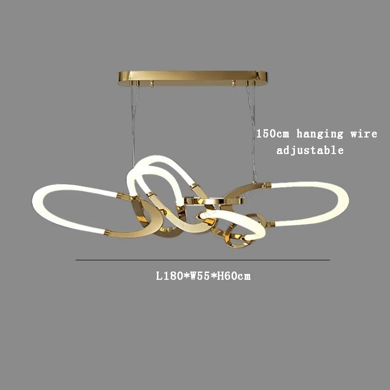 Pendant Lights, Irregular Chandelier Restaurant Circular Decorative Art Stainless Steel Electroplated Home Decoration(Dimming,Gold 180cm)