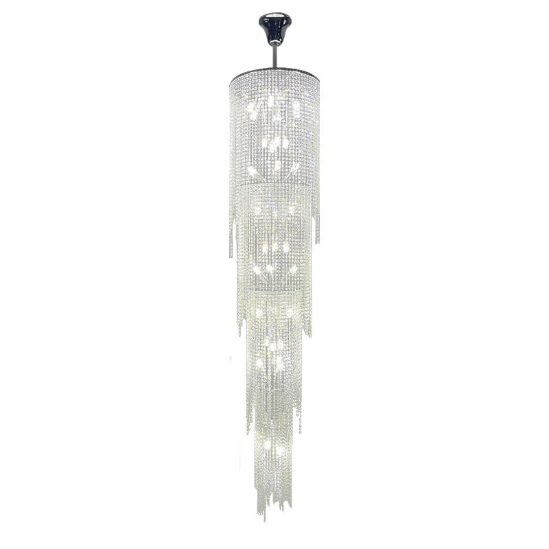 Ceiling Pendant Light, Indoor Hanging Pendant Lighting High Villa Ceiling Staircase Crystal Chandelier Living Room Tv Cabinet Hang Lamp Led(D32cm H300cm,3 Color Light)