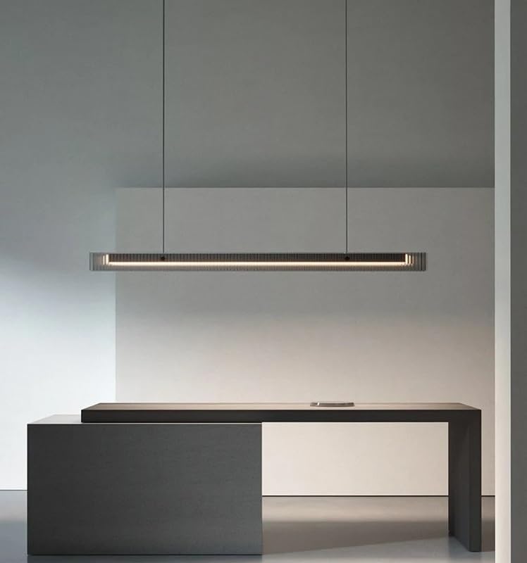 Nordic Luxury Dining Table Pendant Light Kitchen Island Golden Modern Long Glass Decoration Black Linear(Black 140cm,3 Colors)