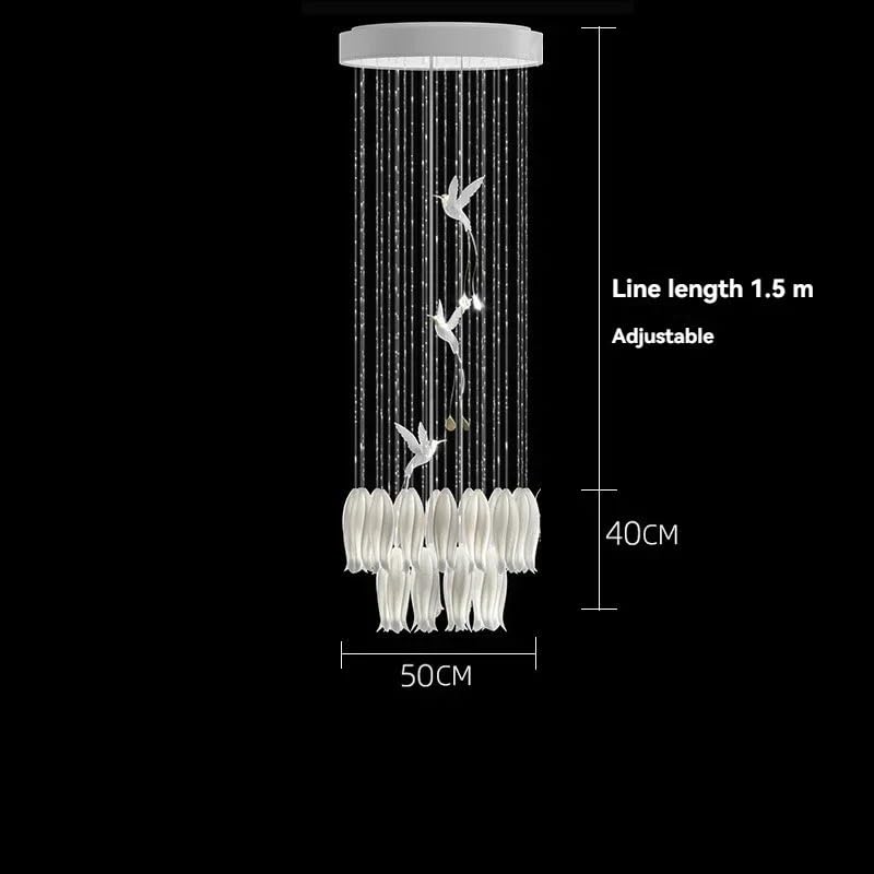 Pendant Lights, Creative Ceramic Tulip Chandelier for Stairway Loft Luxury Duplex Building Empty Living Room Hall Bedroom Dining Decor Lamp(26 Heads)