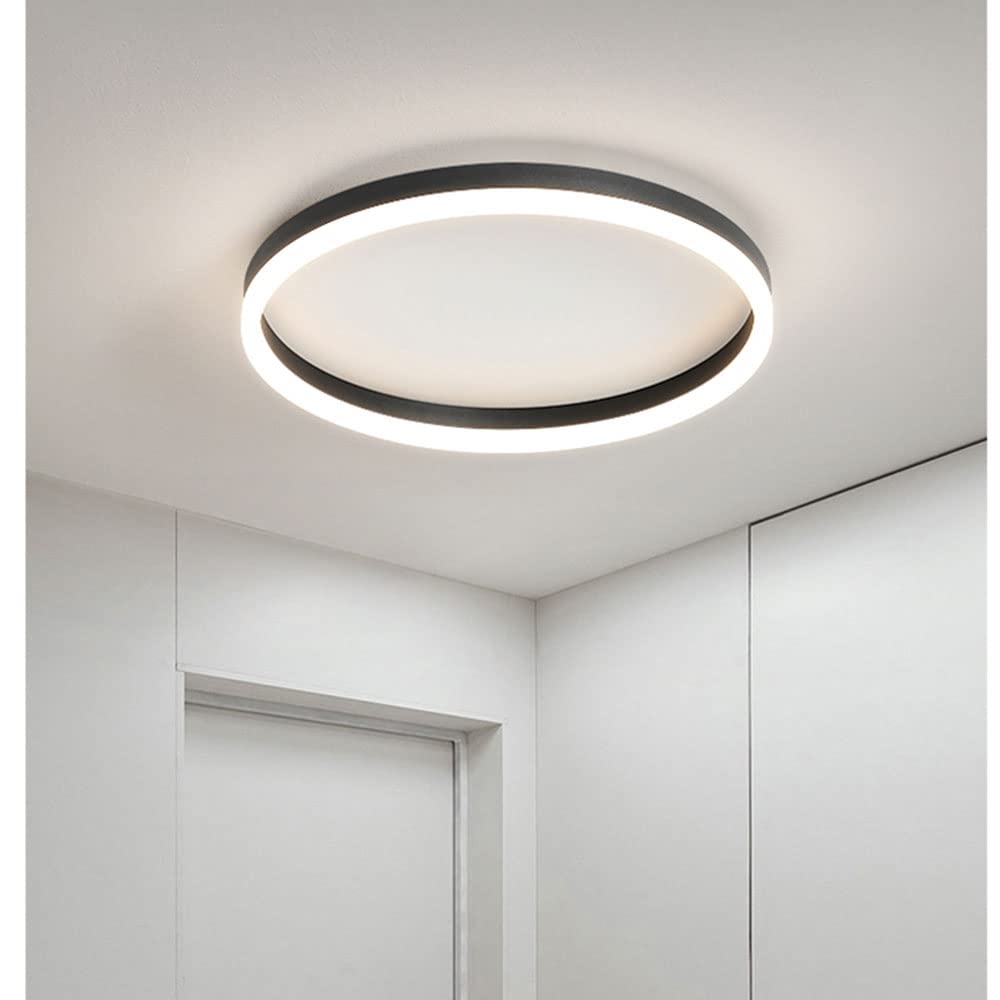15.7" Dimmable LED Flush Mount Ceiling Light with Remote, Black Metal & Acrylic for Bedroom Living Room(White,15.7in)