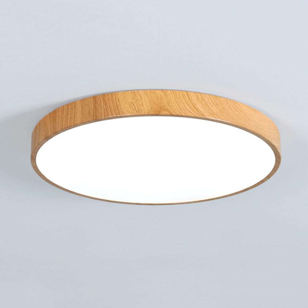 Ultra-thin LED Ceiling Light, Modern Wood Grain Round Bedroom Ceiling Lamp, Nordic Living Room Main Lighting Fixture, Minimalist Smart Saving Ceiling Lights, For Kitchen Island Office Hallwa
