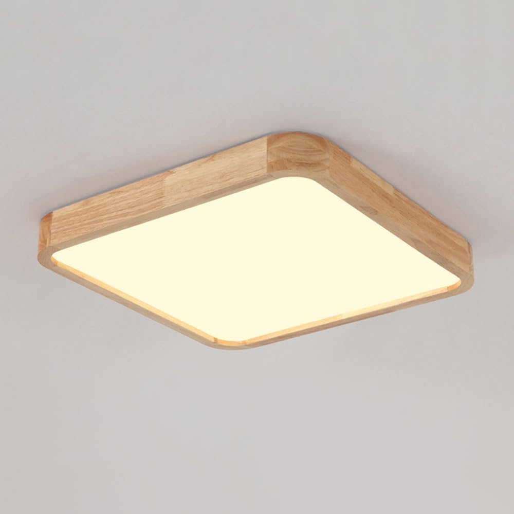 Ultra-thin Solid Wood Ceiling Lamp, LED Smart Master Bedroom Ceiling Lights, 3000-6000K Dimmable Lighting Fixture, Modern Nordic Living Room Balcony Close To Ceiling Light, For Office, Hallw