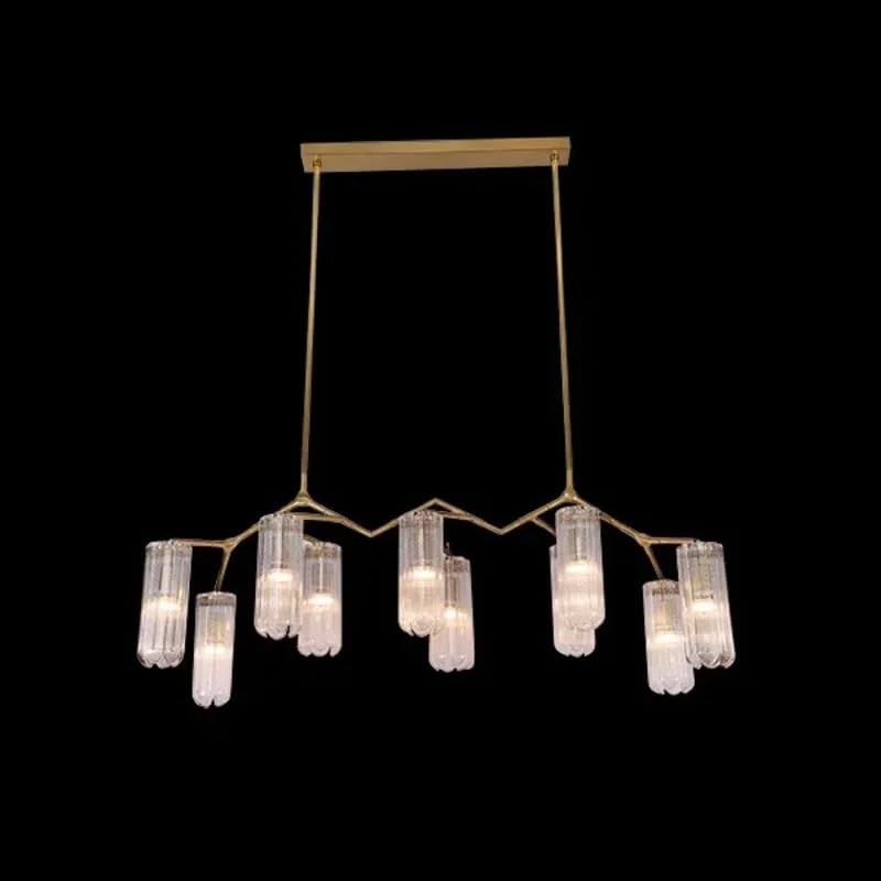 Modern Simple Glass Chandelier Fashion Light Luxury Copper Lamp Personality Bedroom Living Room Dining Villa Lighting(D72 X H50CM,Cold White)