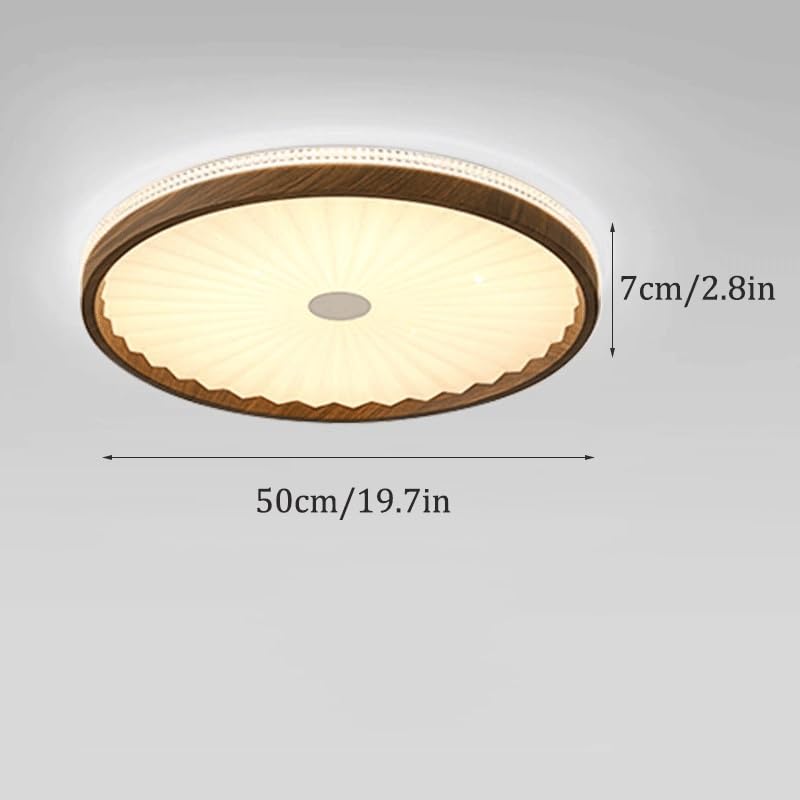 Wrought Iron Round Living Room Acrylic Ceiling Lamps American Retro Bedroom Pleated Light LED Three-Color Dimmable Close to Lights for Study Restaurant Office