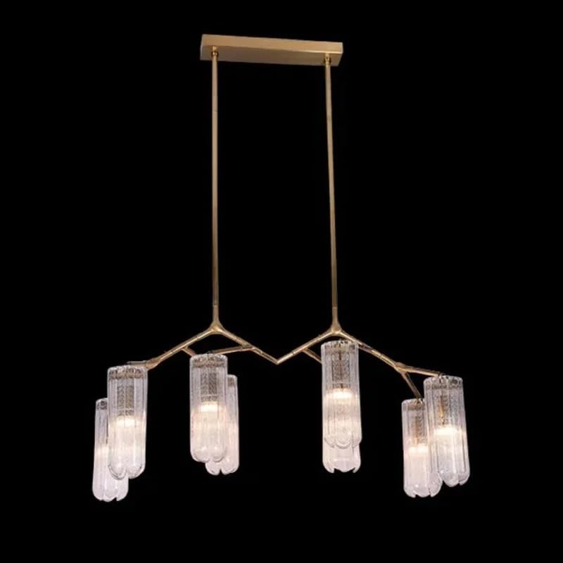 Modern Simple Glass Chandelier Fashion Light Luxury Copper Lamp Personality Bedroom Living Room Dining Villa Lighting(D72 X H50CM,Cold White)