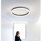 15.7" Dimmable LED Flush Mount Ceiling Light with Remote, Black Metal & Acrylic for Bedroom Living Room(White,15.7in)