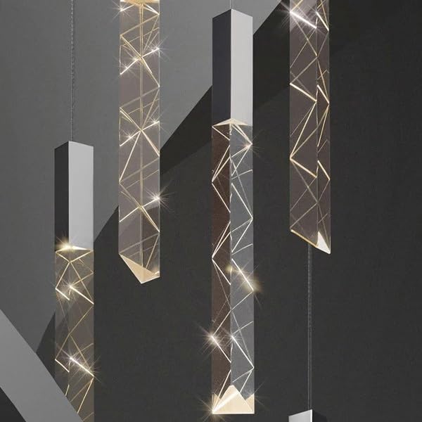 Modern LED Chandelier Lights Crystal Chrome Duplex Stair Loft Pendant Lamp Living Room Hotel Ceiling Hanging Light Luxury(31 Heads,Warm White)