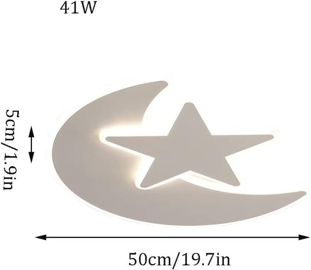 50CM Moon Star Ceiling Light 41W Dimmable Acrylic Flush Mount with Remote for Bedroom Living Room(Stepless dimming+Remote Control)