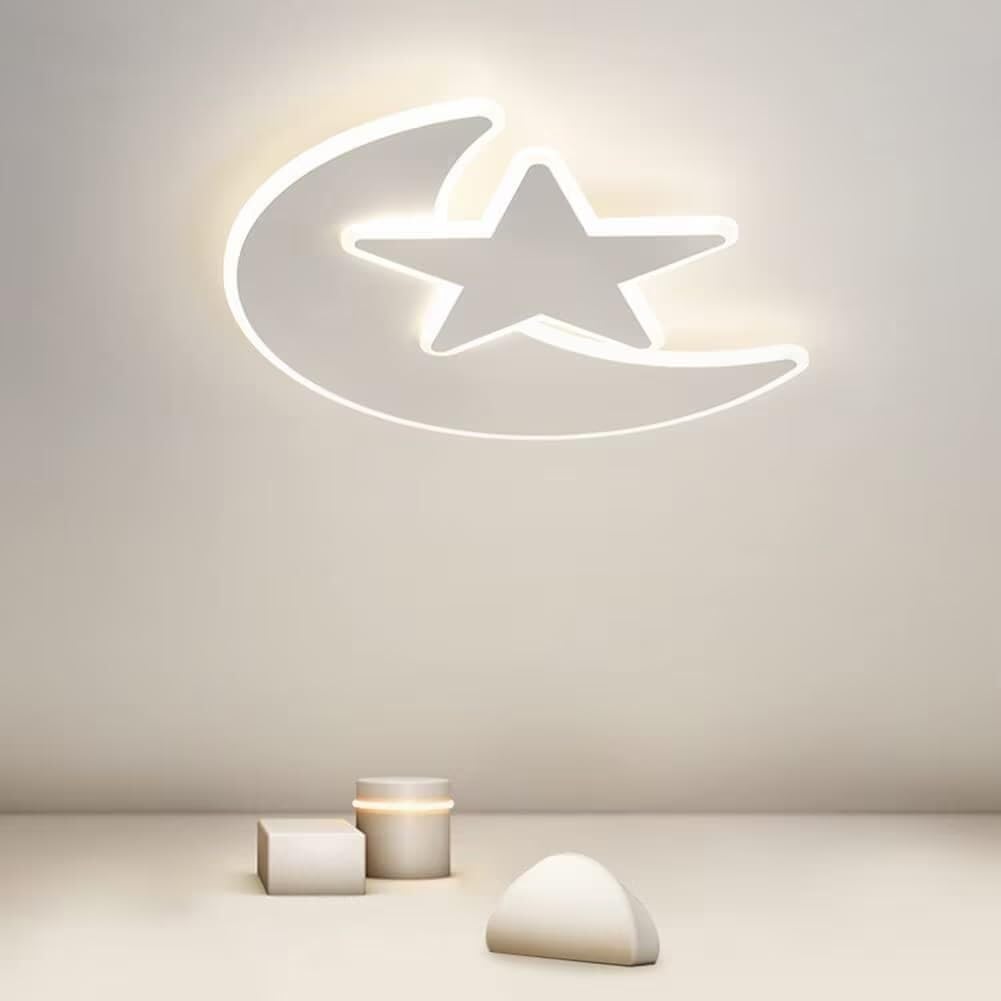 50CM Moon Star Ceiling Light 41W Dimmable Acrylic Flush Mount with Remote for Bedroom Living Room(Stepless dimming+Remote Control)
