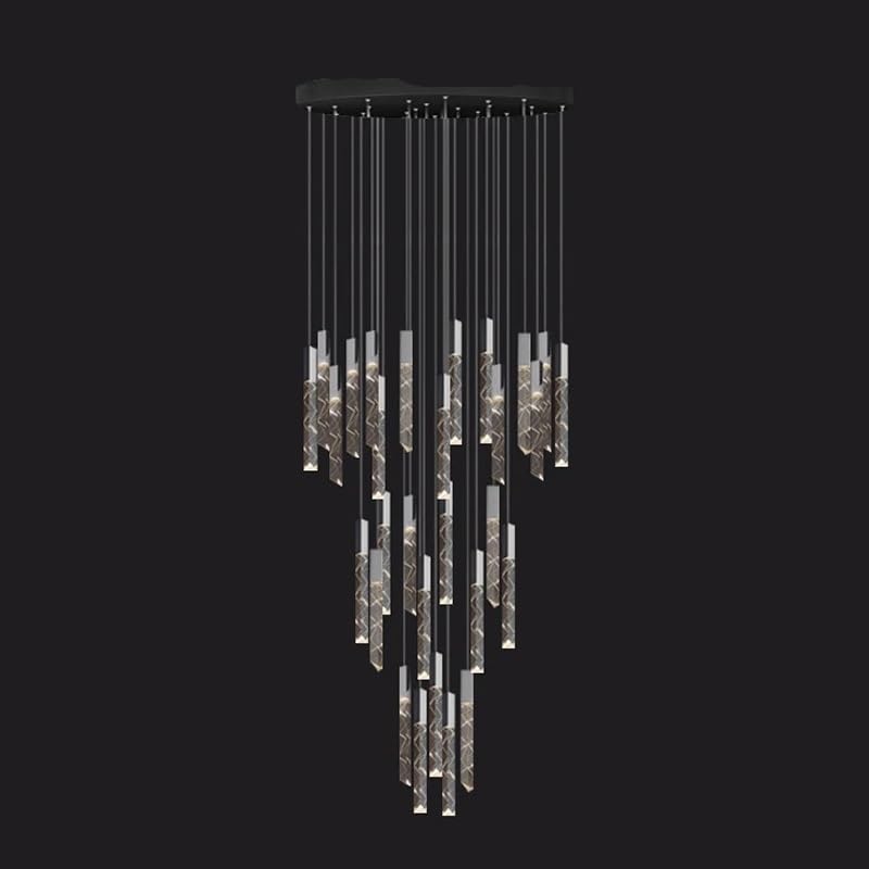 Modern LED Chandelier Lights Crystal Chrome Duplex Stair Loft Pendant Lamp Living Room Hotel Ceiling Hanging Light Luxury(31 Heads,Cold White)