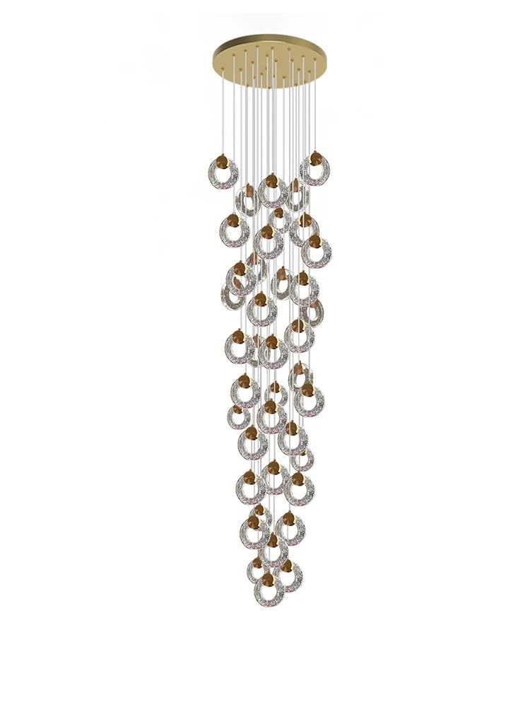 Pendant Lights, Luxury Round Loft Chandelier Design for Crystal Pendant Lamp for Living Room Indoor Lighting Fixtures Villa Staircase(28 Heads,White Light)