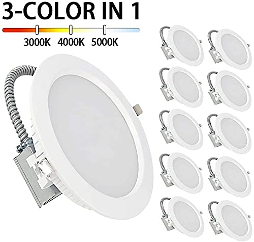 10 Pack LED 8-Inch Commercial-Grade Recessed Lighting Fixture 8 Inch Commercial Downlight 24W 30/40/50K Changeable Dimmable, 100-277V Hardwired Downlight, Indoor Ceiling Light, ETL