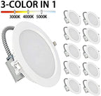 10 Pack LED 8-Inch Commercial-Grade Recessed Lighting Fixture 8 Inch Commercial Downlight 24W 30/40/50K Changeable Dimmable, 100-277V Hardwired Downlight, Indoor Ceiling Light, ETL