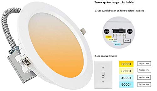 10 Pack LED 8-Inch Commercial-Grade Recessed Lighting Fixture 8 Inch Commercial Downlight 24W 30/40/50K Changeable Dimmable, 100-277V Hardwired Downlight, Indoor Ceiling Light, ETL