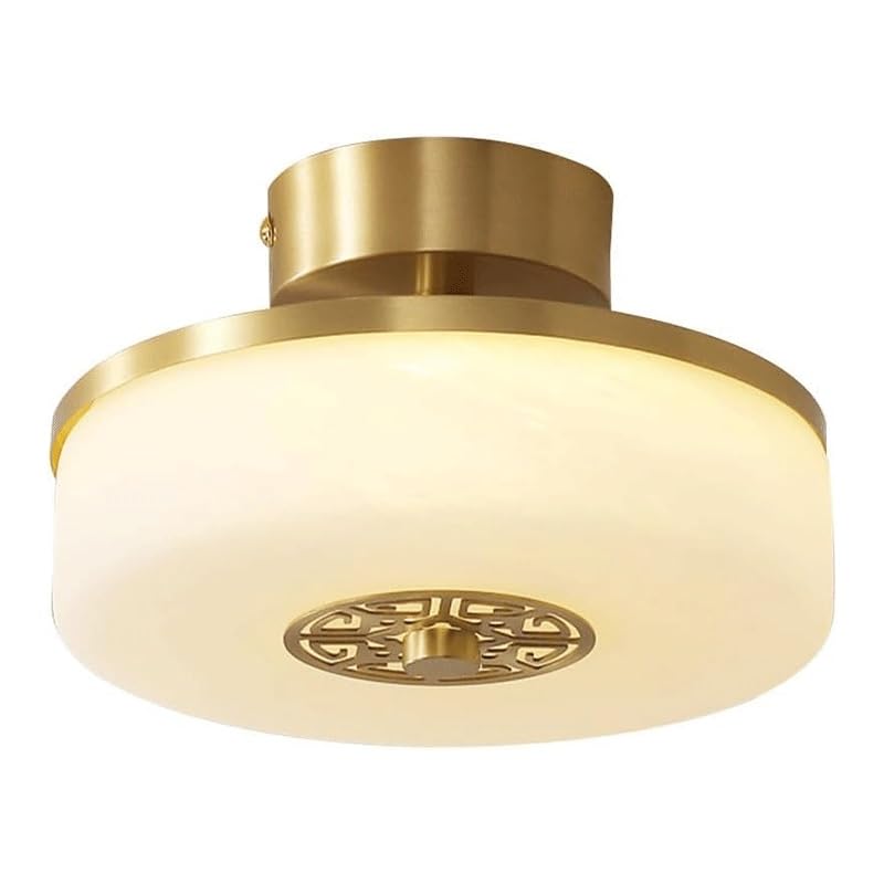 All Copper Glass Semi-recessed Ceiling Light Italian Interior Decoration Simple Lamps LED Three-Color Dimming Close to Lights for Kitchen Island Bedroom Living Room Coffee