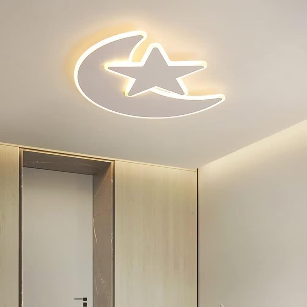 50CM Moon Star Ceiling Light 41W Dimmable Acrylic Flush Mount with Remote for Bedroom Living Room(Stepless dimming+Remote Control)