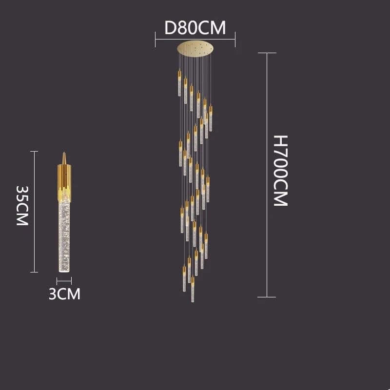 Luxury Villa Living Room Dining Staircase Chandelier Home Decoration Lighting Modern Long Crystal LED Ceiling(Natural Light,35 Heads)