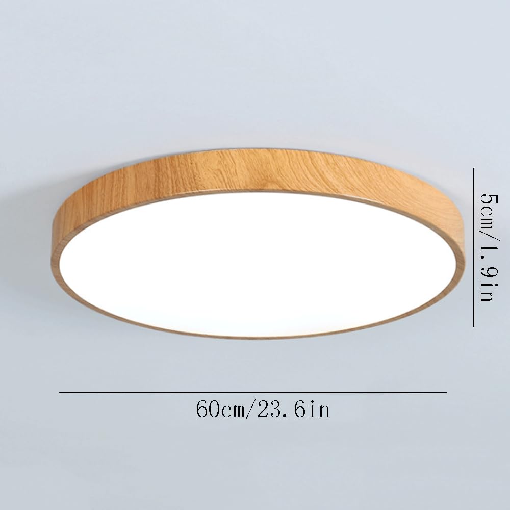 Ultra-thin LED Ceiling Light, Modern Wood Grain Round Bedroom Ceiling Lamp, Nordic Living Room Main Lighting Fixture, Minimalist Smart Saving Ceiling Lights, For Kitchen Island Office Hallwa
