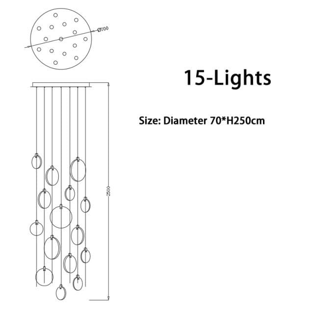 Chandelier, Attic Lobby Lighting Luxury Living Room Staircase Marble Pendant Lamp Home Decor Ceiling Chandelier Nordic LED(15 Light,Cool White)
