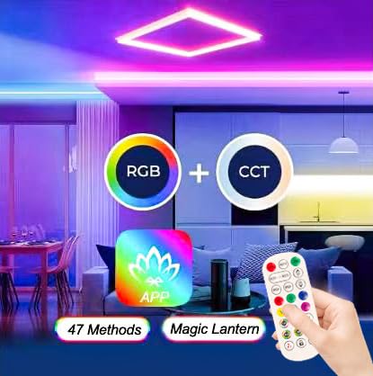 2x2 FT RGB Multicolor Edge-Lit Frame LED Panel Lights Remote & App Controlled 40W 4400lm Color Changing LED Panel Light Smart 2.4G+Bluetooth Drop Ceiling Light with (6 Pack)