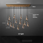 Chandelier, V-intage Copper Waterdrop Chandelier for Staircase Table Dining Living Room Bedroom Hotel Villa Duplex Floor Ceiling Lighting(B-13 Light,Neutral Light)