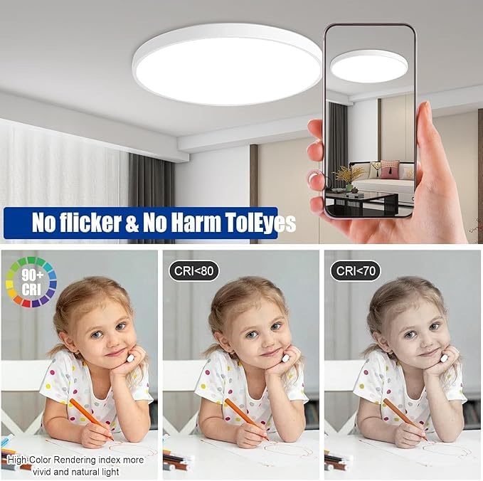32 Inch Large LED Flush Mount Ceiling Light Fixture, Minimalist, Dimmable