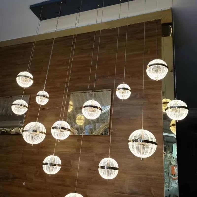 Modern Luxury Pendant Lights for Living Room Dining Table Minimalist Loft Apartments Villas Staircase Chandelier Home Decoration(Warm Light,22 Heads)