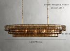 Chandelier, Classic Long Large Glass Chandelier Lighting Home Decoration Living Room Lustres(Dimmable,L140cm)