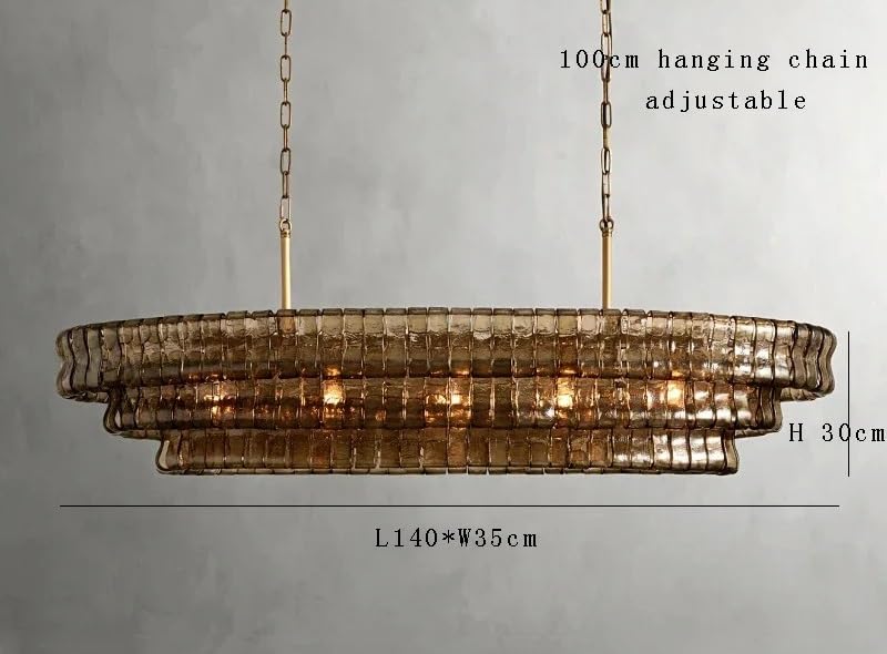 Chandelier, Classic Long Large Glass Chandelier Lighting Home Decoration Living Room Lustres(Warm Light,L140cm)