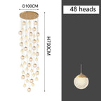 Chandelier, Spiral Staircase Long Chandelier Led Light Luxury Attic Living Room Kitchen Home Decoration Bedroom Ceiling(48 Heads,Tricolor Light)