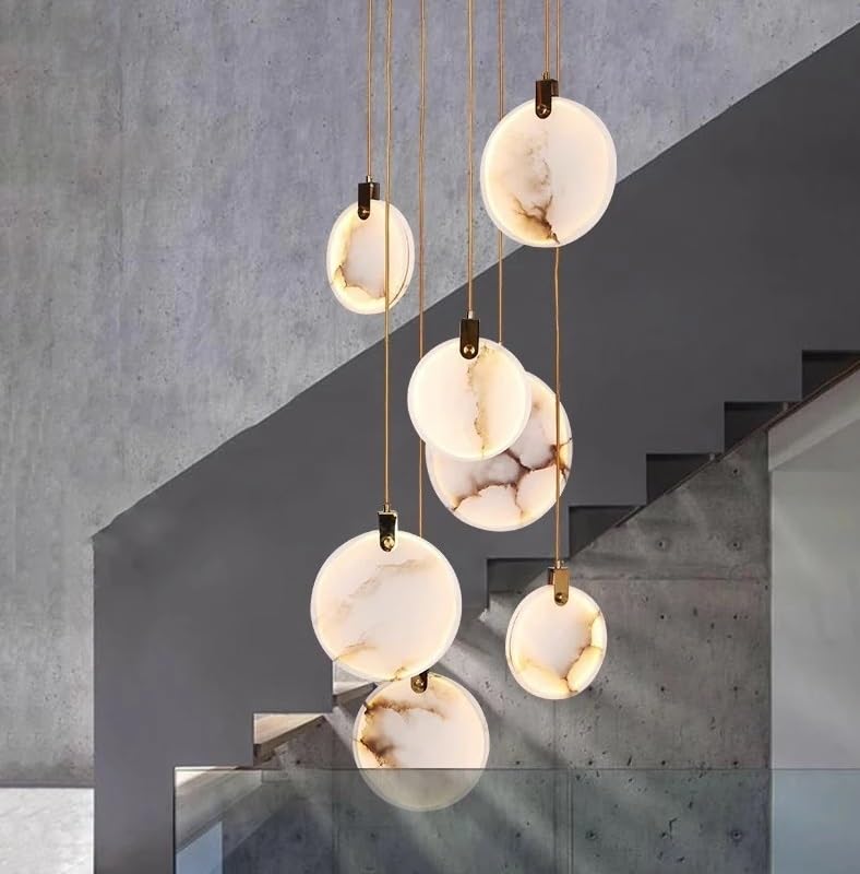 Chandelier, Attic Lobby Lighting Luxury Living Room Staircase Marble Pendant Lamp Home Decor Ceiling Chandelier Nordic LED(15 Light,Cool White)