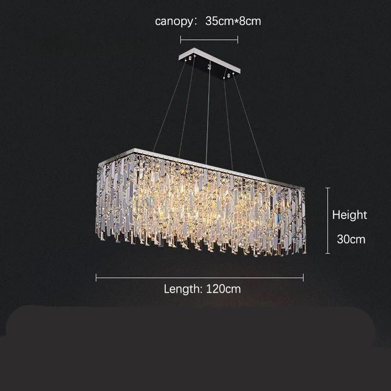 Modern Luxury Crystal Chandelier Living Room Dining Rectangle Kitchen Pendant Lamp Bedroom Round LED Lighting(Cold White,Dia95cm)
