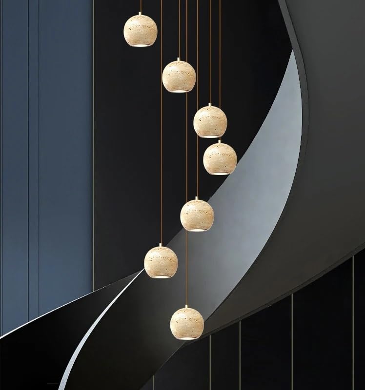 Chandelier, LED Nordic Staircase Chandelier Modern Stairs Hanging Lamp Living Room Villa Loft Pendant Lighting(18 Heads,Warm White)