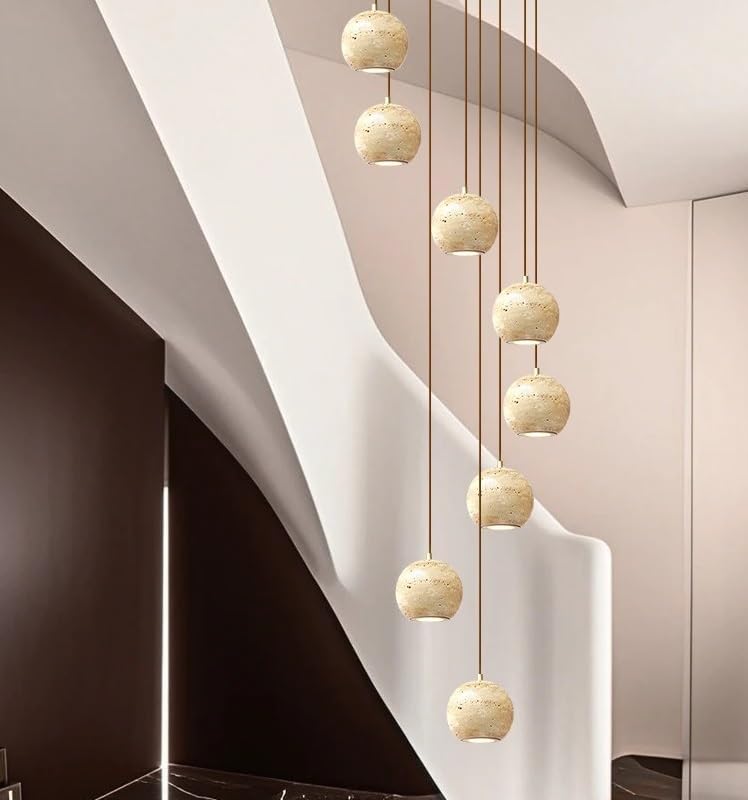 Chandelier, LED Nordic Staircase Chandelier Modern Stairs Hanging Lamp Living Room Villa Loft Pendant Lighting(18 Heads,Warm White)